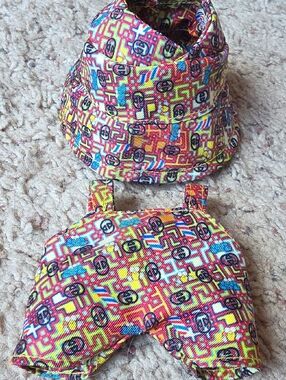Labubu GG Patterned Bucket Hat and Shorts Set